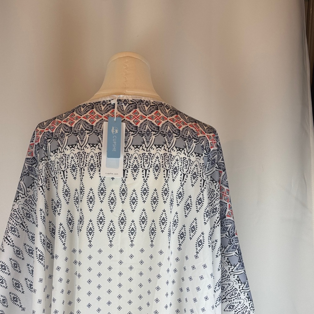 CUPSHE Boho Border Print Cover-Up with Coral Trim Size-Large - Picture 12 of 16